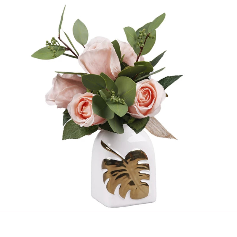 Fake Roses Arrangement in Vase