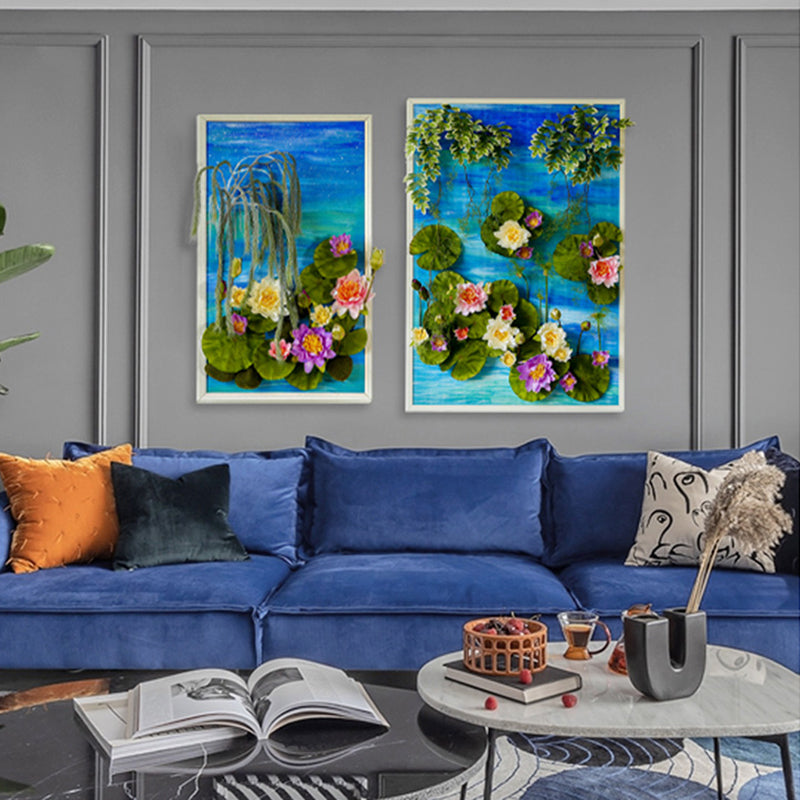Hand Painted Art - Lotus Pond Moonlight