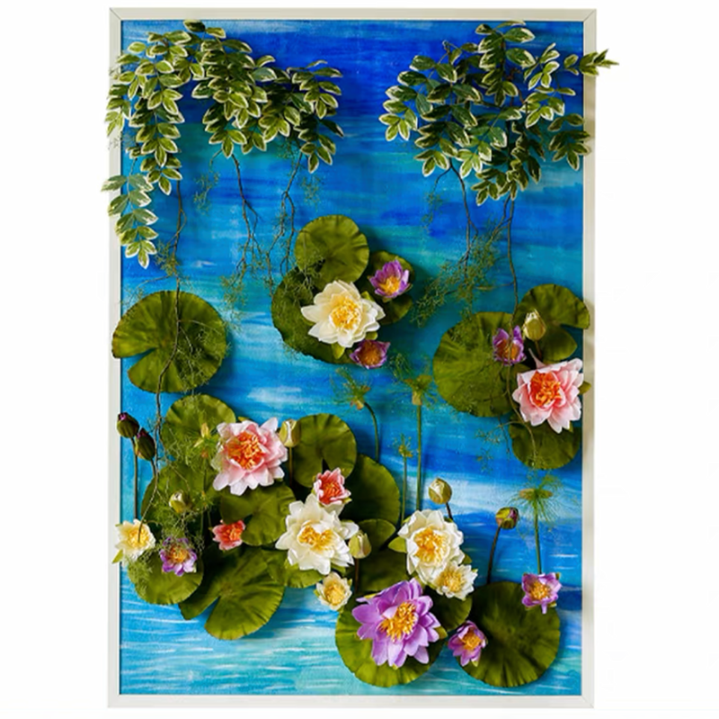 Hand Painted Art - Lotus Pond Moonlight