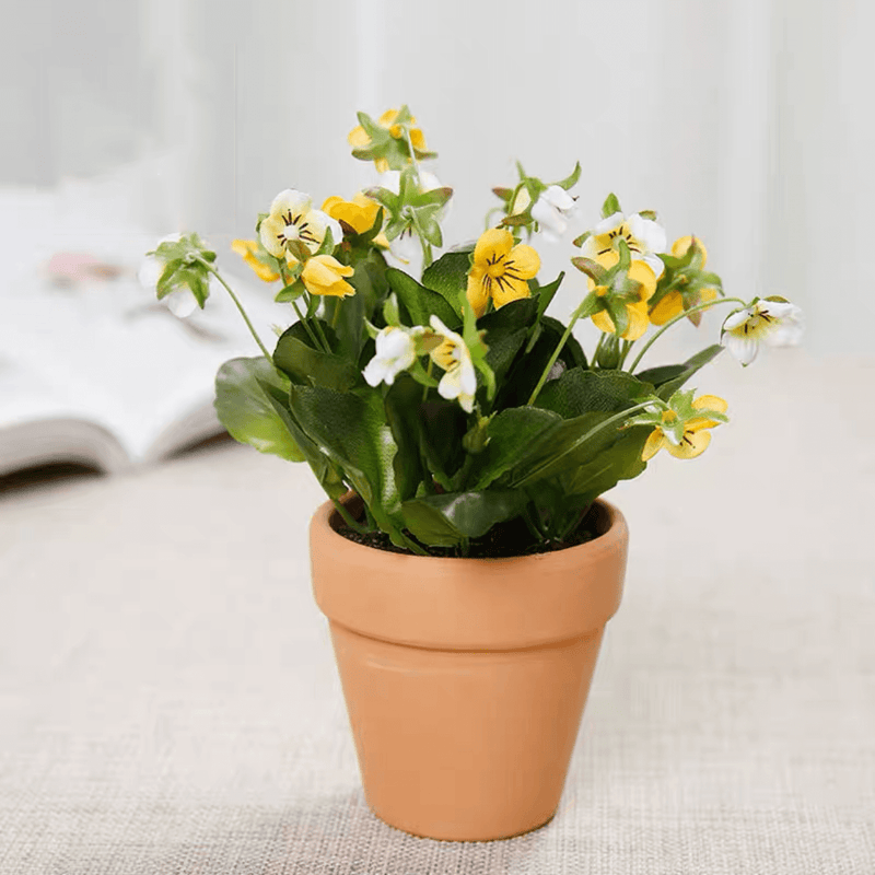 Faux Pansy Plant in Ceramics Pot