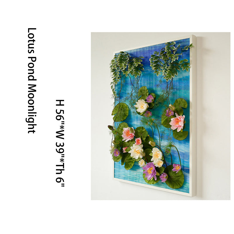 Hand Painted Art - Lotus Pond Moonlight