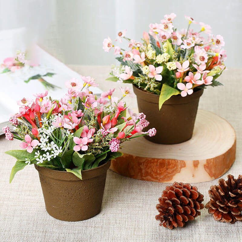 6'' Fake Cherry Blossom in Clay Pot