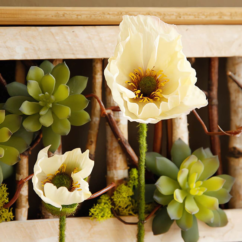 Faux Succulent in Wood Frame