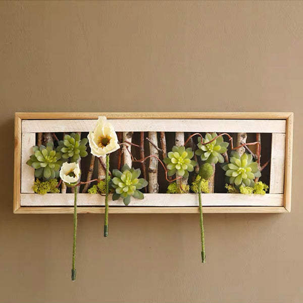 Faux Succulent in Wood Frame