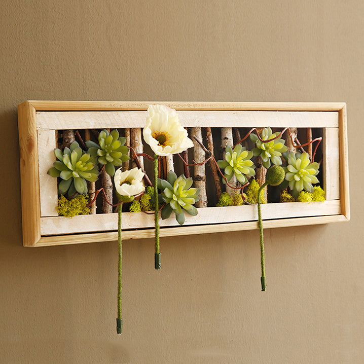 Faux Succulent in Wood Frame
