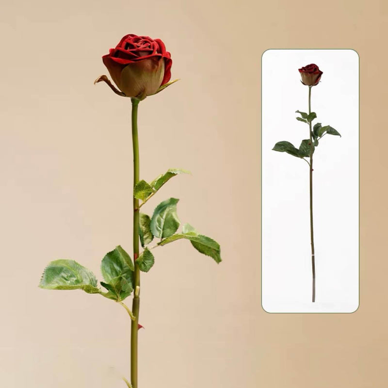 Artificial Velvet Roses Set of 6