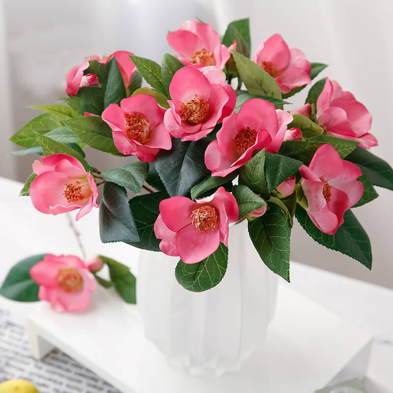 Faux Wild Camellia Stem (Set of 6)