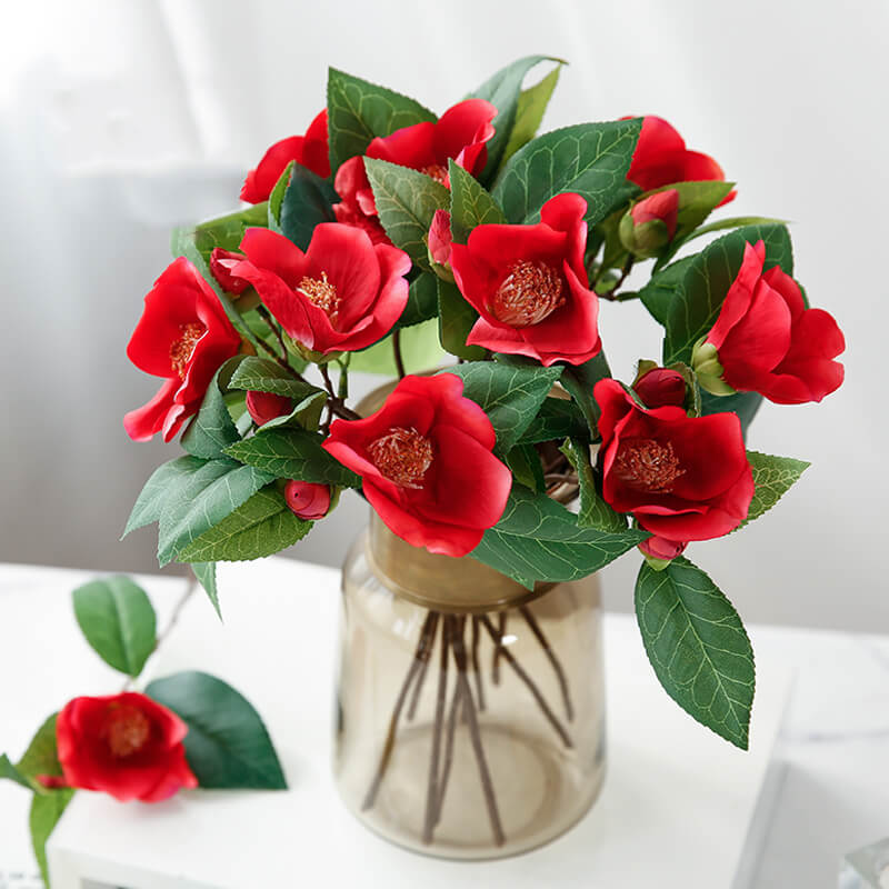 Faux Wild Camellia Stem (Set of 6)