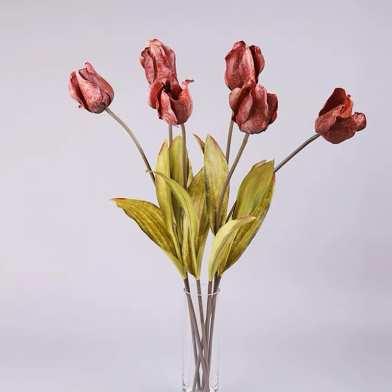 Leather-Textured Faux Tulips Set of 6