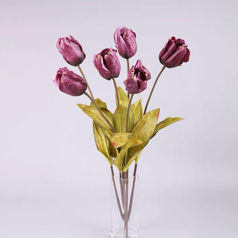 Leather-Textured Faux Tulips Set of 6