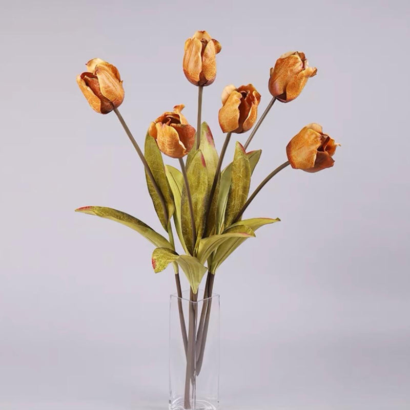 Leather-Textured Faux Tulips Set of 6