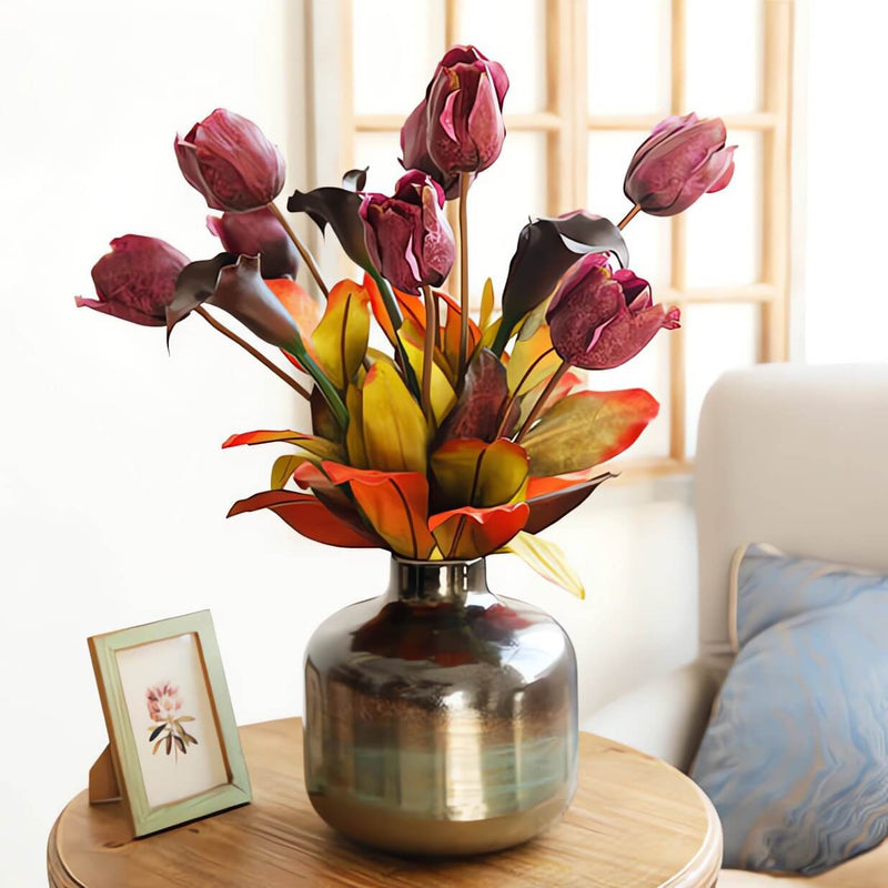 Leather-Textured Faux Tulips Set of 6