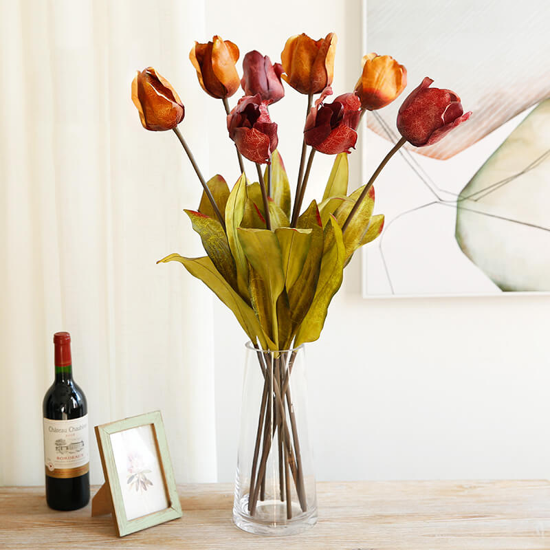 Leather-Textured Faux Tulips Set of 6