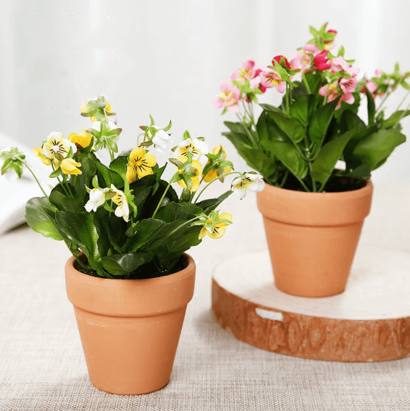 Faux Pansy Plant in Ceramics Pot